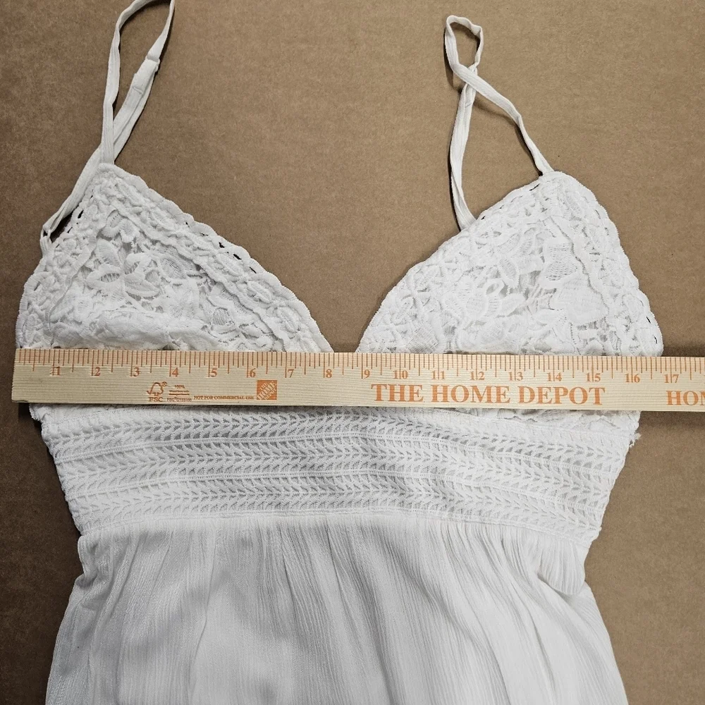 Rue 21 White Lace Babydoll Top Mini Dress Y2K Fairy Hippie Ethereal Boho Size L - Picture 10 of 14